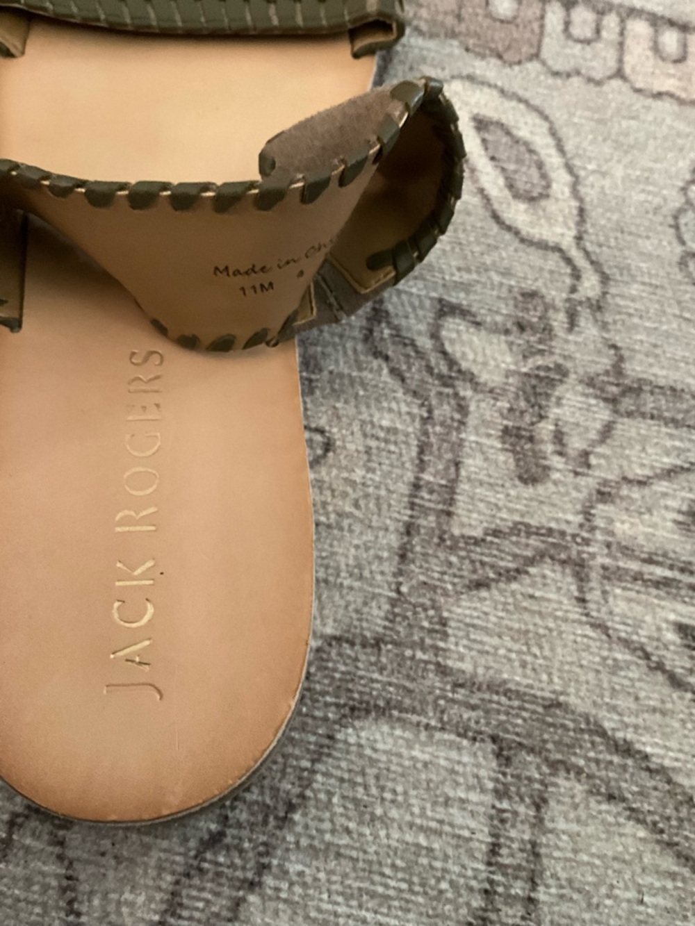 Jack Rogers Olive Brown Two-Strap Woven Slide Sandals - Picture 4 of 4